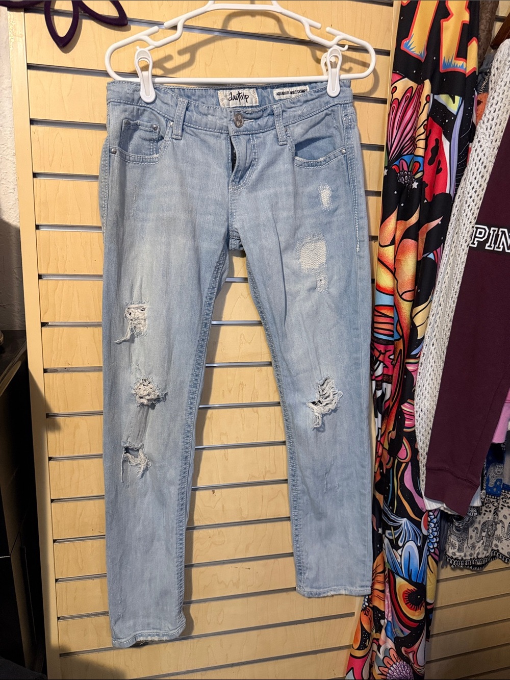 PINK Victoria's Secret Light Blue Ripped Skinny Jeans